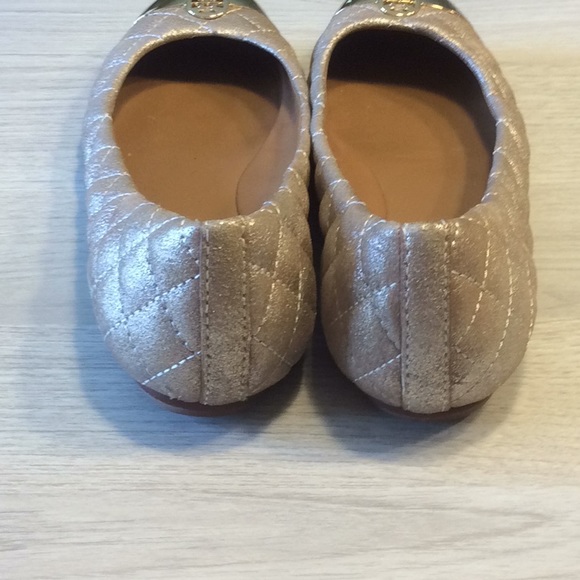 Tory Burch Kaitlin Quilted Metallic Ballet Flats Shoes Tan Gold - Size 7 - Picture 6 of 16